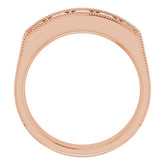 14K Rose 1 3/8 CTW Natural Diamond Milgrain Band